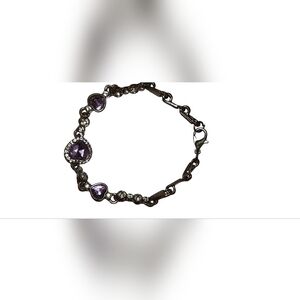 Amethyst Heart Silver Bracelet February Birthstone Gemstone